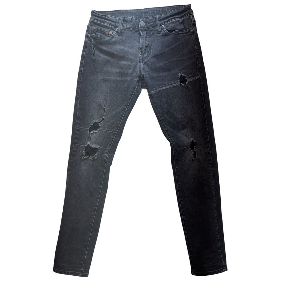 American Eagle Mens Slim Jeans Size 30X32 Black Denim Distressed Casual Classic